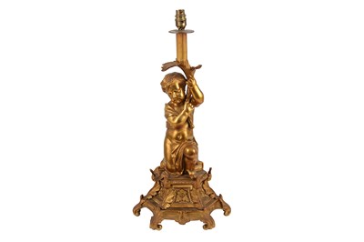 Lot 425 - A late 19th Century gilt bronze figural lamp base