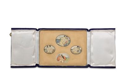 Lot 1020 - λ FOUR EROTIC MINIATURES ON IVORY