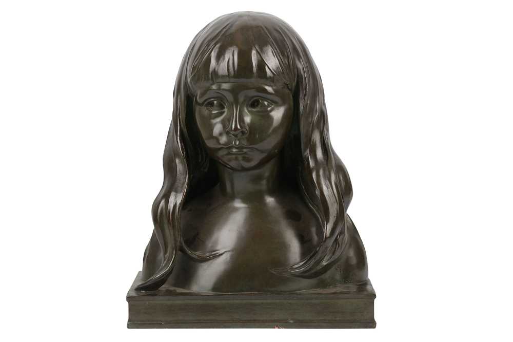 Lot 387 - Victor R Rousseau (1865 - 1954) Bronze study of a young girl