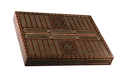 Lot 262 - λ A PORTABLE MICRO-MOSAIC KHATAMKARI BACKGAMMON BOARD
