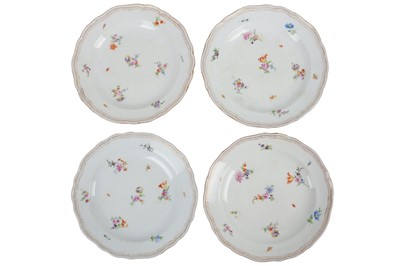 Lot 230 - A set of four Meissen porcelain cabinet plates