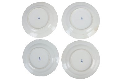 Lot 230 - A set of four Meissen porcelain cabinet plates