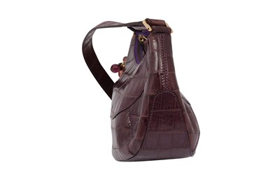 Lot 50 - Versace Purple Croc Embossed Mini Shoulder Bag