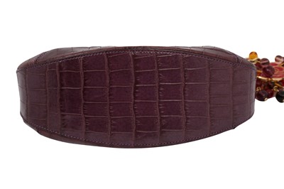 Lot 50 - Versace Purple Croc Embossed Mini Shoulder Bag