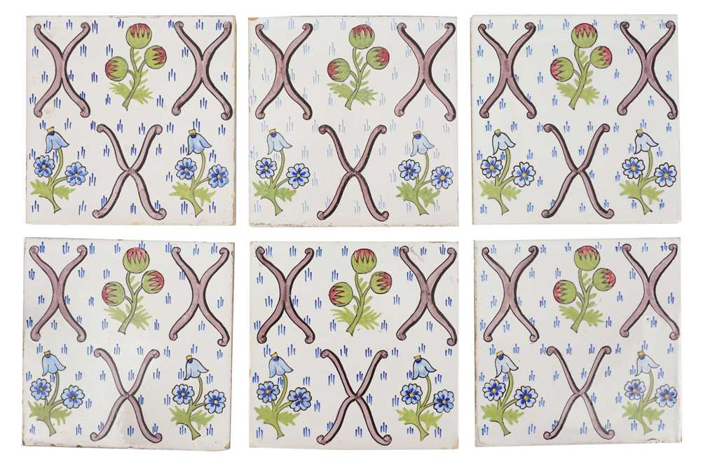 Lot 225 - A set of six early 20th Century Dutch Delft polychrome tiles