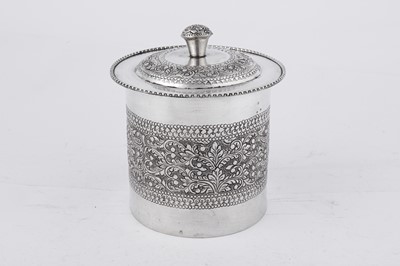 Lot 162 - A late 20th century Indian silver biscuit box, Bombay circa 1980