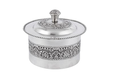 Lot 188 - A late 20th century Indian silver biscuit box, Bombay circa 1980