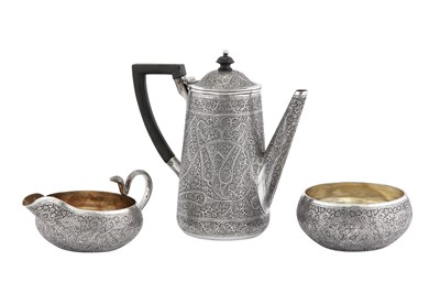 Lot 105 - An early 20th century Anglo – Indian silver three-piece coffee service, Kashmir circa 1900-20