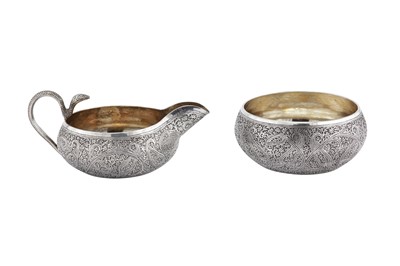 Lot 105 - An early 20th century Anglo – Indian silver three-piece coffee service, Kashmir circa 1900-20