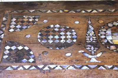Lot 230 - λ A LARGE HARDWOOD MOTHER-OF-PEARL-INLAID OTTOMAN CHEST