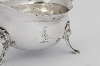 Lot 420 - A George II Irish sterling silver sauceboat, Dublin circa 1750 by Robert Glanville (active 1745-58)