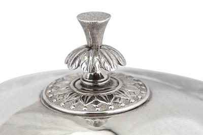 Lot 243 - A Louis XVII / early 19th century French 950 standard silver écuelle and stand, Paris 1819-38 mark of O.B. Bourgois