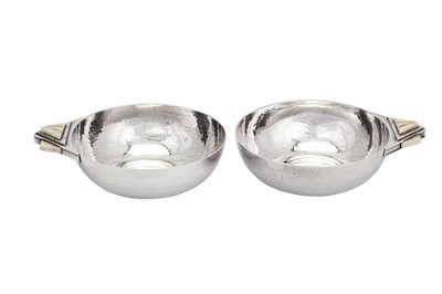 Lot 392 - A pair of George V Art Deco sterling silver and ivory dishes, London 1931 by Robert Edgar Stone (1903-1990)