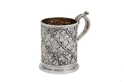 Lot 452 - A cast George IV sterling silver christening mug, London 1824 by John Bridge (reg. 25th Nov 1823)