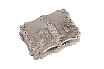 Lot 11 - A Victorian sterling silver ‘castle top’ vinaigrette, Birmingham 1845 by Nathaniel Mills
