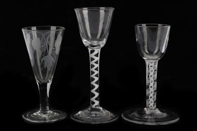 Lot 247 - Two 18th Century air twist drinking glasses