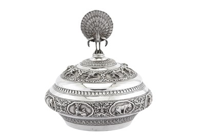 Lot 147 - An early 20th century Burmese unmarked silver bowl and cover, probably Mandalay circa 1920