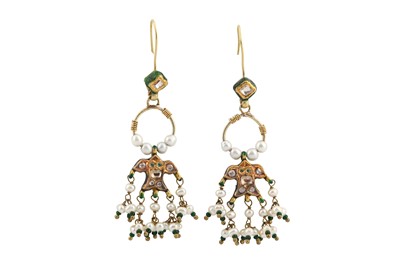Lot 342 - A PAIR OF EARRINGS WITH FISH PENDANTS