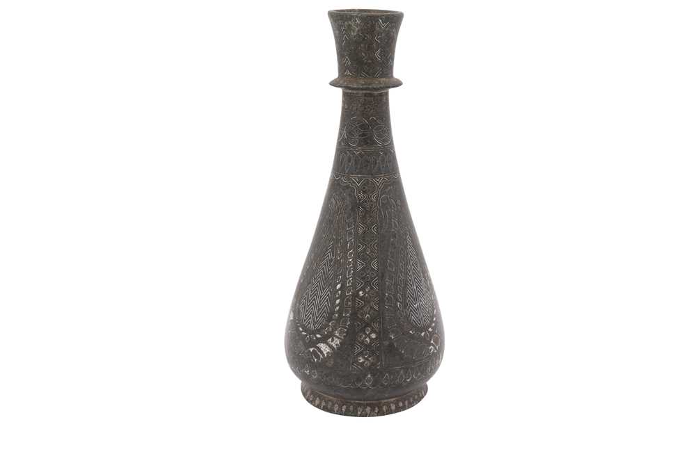 Lot 284 - A LARGE BIDRI SILVER-INLAID BOTTLE