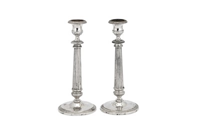 Lot 271 - A pair of mid-20th century Italian 800 standard silver candlestick, circa 1960