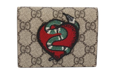 Lot 177 - Gucci Beige Supreme Heart & Snake Wallet