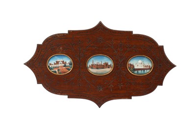 Lot 353 - λ SIX INDIAN ARCHITECTURAL IVORY MINIATURES