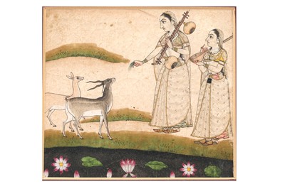 Lot 325 - A TINTED DRAWING OF THE TODI RAGINI FROM A RAGAMALA SERIES