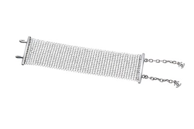 Lot 528 - Chanel Crystal Mesh Cuff Bracelet