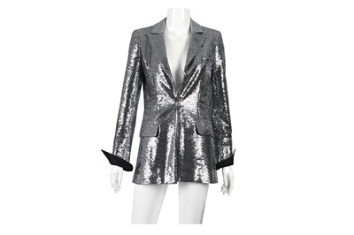 Lot 527 - Chanel Silver Sequin Blazer - Size 36