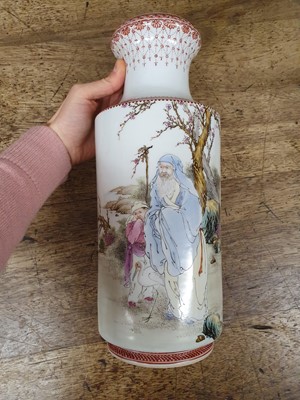 Lot 568 - A CHINESE FAMILLE ROSE 'SAGE' VASE.