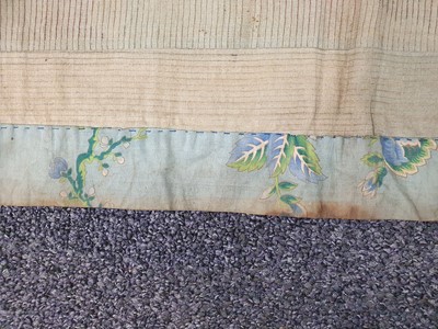 Lot 362 - A CHINESE RED-GROUND EMBROIDERED 'PEACOCK' TEXTILE PANEL.