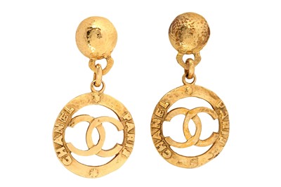 Lot 403 - Chanel Clip On Open Circle CC Logo Earrings