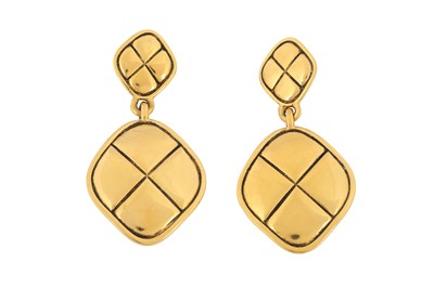 Lot 425 - Chanel Clip On Diamond Quilted Earrings