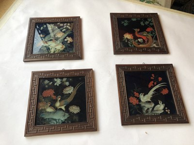 Lot 442 - FOUR CHINESE REVERSE GLASS PAINTINGS.