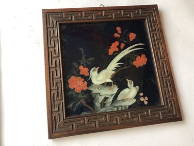 Lot 442 - FOUR CHINESE REVERSE GLASS PAINTINGS.