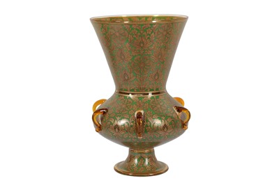 Lot 94 - A 20TH CENTURY AUSTRIAN GILT AND ENAMELLED GLASS MOSQUE LAMP