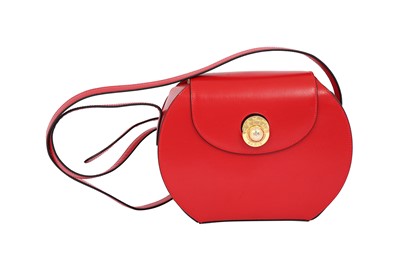 Lot 10 - Celine Red Oval Flap Crossbody Bag