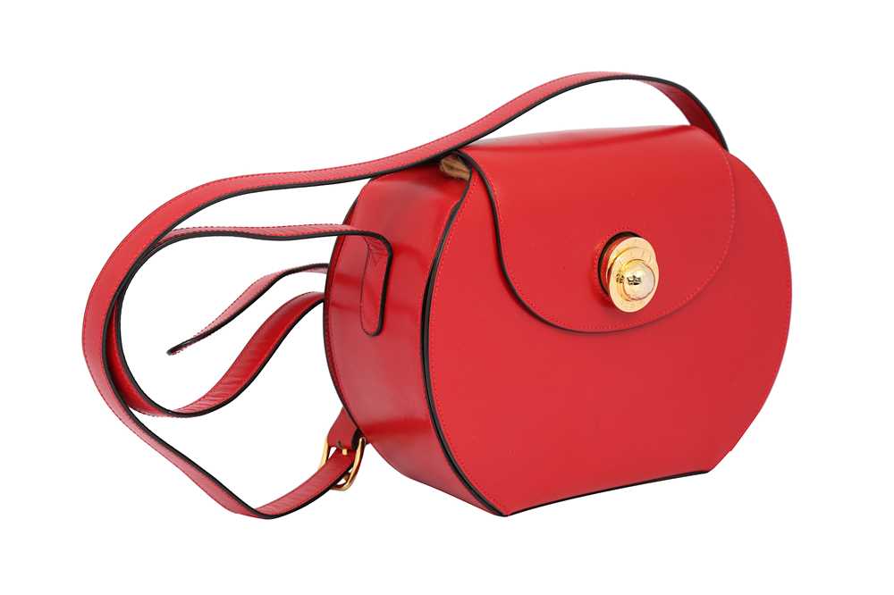 Lot 10 - Celine Red Oval Flap Crossbody Bag