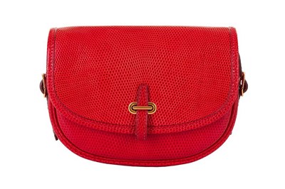 Lot 1214 - Hermes Rouge Vif Shiny Lizard Crossbody Bag