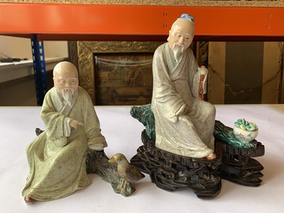 Lot 212 - TWO CHINESE FAMILLE ROSE SCHOLAR FIGURES.