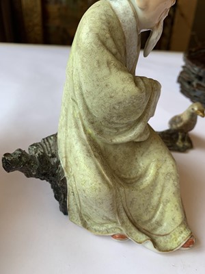 Lot 212 - TWO CHINESE FAMILLE ROSE SCHOLAR FIGURES.