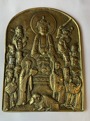 Lot 503 - A CHINESE BRONZE BUDDHIST PLAQUE.