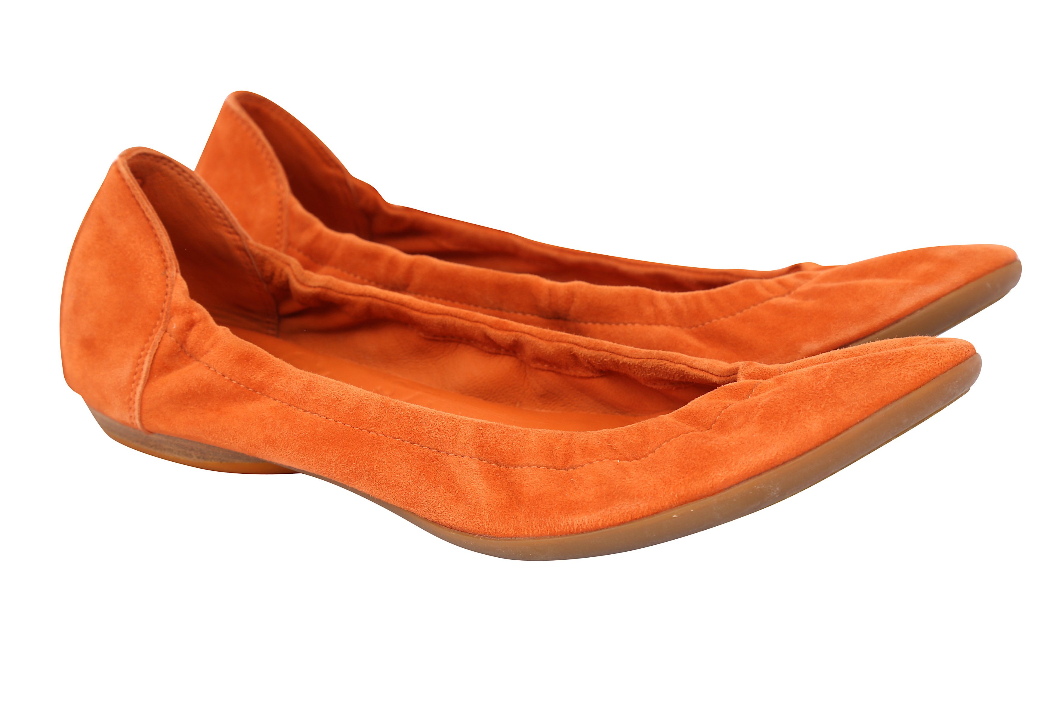 Lot 160 Hermes Orange Carina Ballet Pumps Size 39