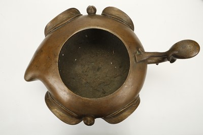 Lot 175 - A CHINESE BRONZE PEACH FORM CENSER AND COVER...