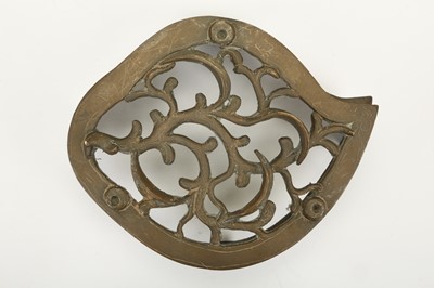 Lot 175 - A CHINESE BRONZE PEACH FORM CENSER AND COVER...