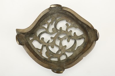 Lot 175 - A CHINESE BRONZE PEACH FORM CENSER AND COVER...