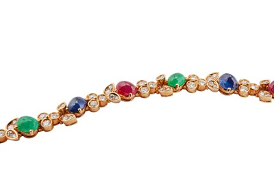 Lot 259 - A ruby, sapphire, emerald and diamond necklace and bracelet suite