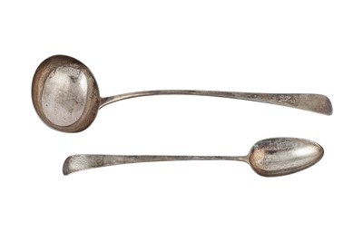 Lot 62 - Mixed group – A George III sterling silver basting spoon, London 1785 by Stephen Adams