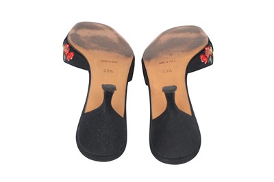 Lot 480 - Christian Dior Black Floral Lock and Key Mules - Size 39.5