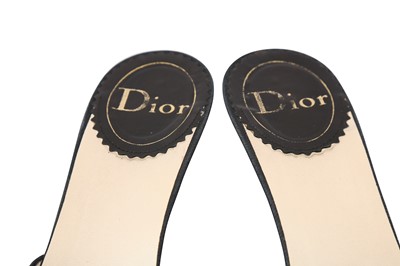 Lot 480 - Christian Dior Black Floral Lock and Key Mules - Size 39.5